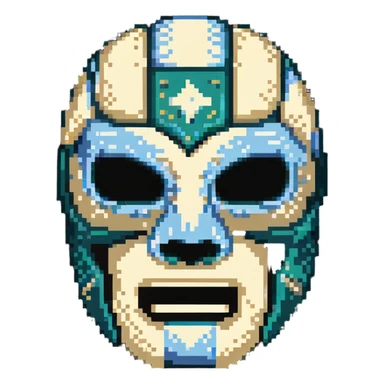 dark green, cream, and Carolina blue luchador mask sticker