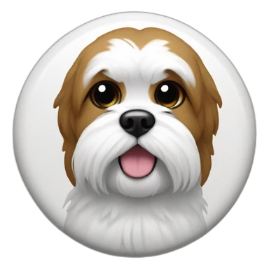 GENERATE A SHITZU ON A BADGE - THE SHITZUE IS WHITE WITH SOME BROWN AROUND THE EYES sticker