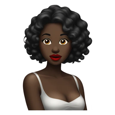 stunning black beauty, fat woman long black hair^red lips sticker