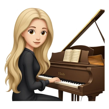 woman with very long flowing hair playing the piano sticker