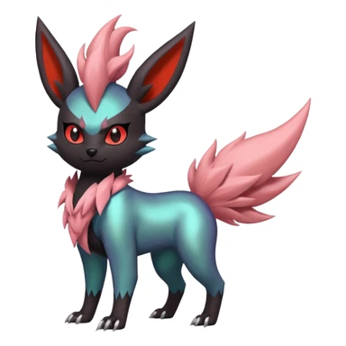 Pastel iridescent evil exotic colorful Darkrai-Scizor-Flareon-fusion with a Mohawk  sticker