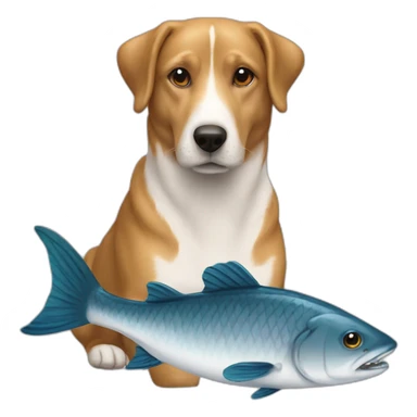 Chien sur un poisson sticker