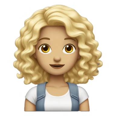 Blonde Girl, wavy hair ￼ sticker