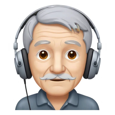 old man with headphone sticker
