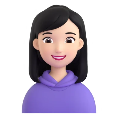 pretty girl with straight black hair, smiling sticker