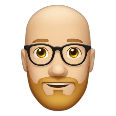 Bald caucasian 30 somethings with round glasses and beard sticker