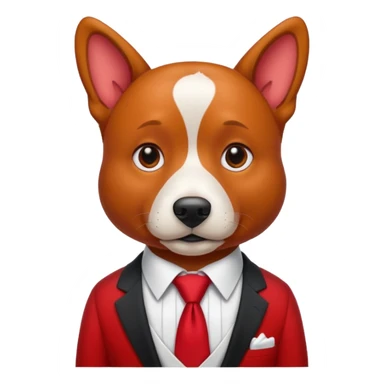red dog with white tie,red shirt sticker