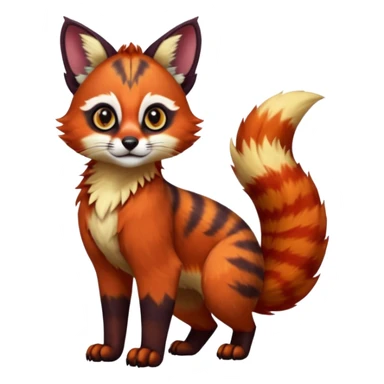Colorful dark tropical exotic cute cool beautiful shiny beautiful fantasy-caracal-civet-genet-serval-Gryphon-Cacomistle-Trico-Red-Panda-oncilla-animal-Fakémon-hybrid-fursona (full body) sticker