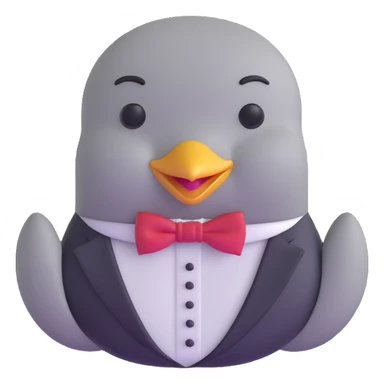 dove head novelty emoji with a bow tie and elegant expression, upper class sticker