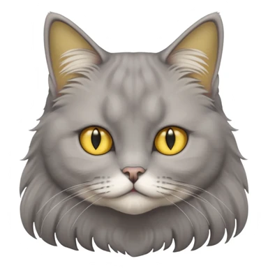grey fluffy british long hair cat with yellow eyes cuteer without furr in the ears sticker