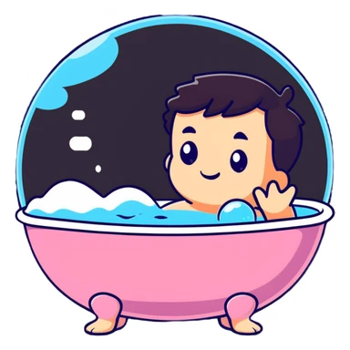 person soaking in bubble bath sticker