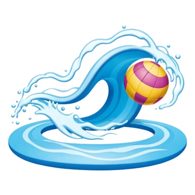 A swimming pool symbol with waves, representing broad sports variety (swimming, gym, classes). Rounded shapes, flat bright colors. sticker