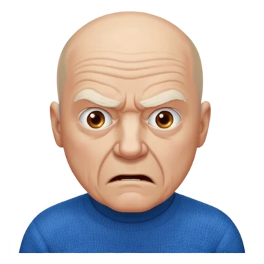 Old man, angry, blue sweater, bald
 sticker