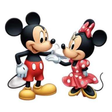 Mickey mouse and minnie mouse kissing sticker