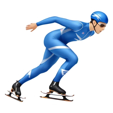 An icon showing a speed skater gliding on a professional oval ice track, captured in mid-motion with aerodynamic posture and sleek skates. The background features snowy mountains, flags, and a clear blue sky. Transparent background reflects the speed and elegance of the sport. sticker