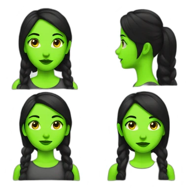 Girl with black hair and neon green reflect  sticker