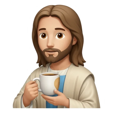 Side profile of Jesus holding a coffee mug sticker