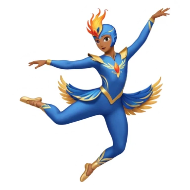 lyrical dancer in blue costume performing firebird jump sticker