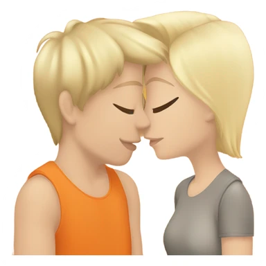 A blonde girl with short hair with a orange tank top kissing a handsome teenage tall blonde boy wearing a Jason Alden shirt  sticker