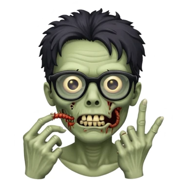 Zombie with finger coils and black glasses  sticker
