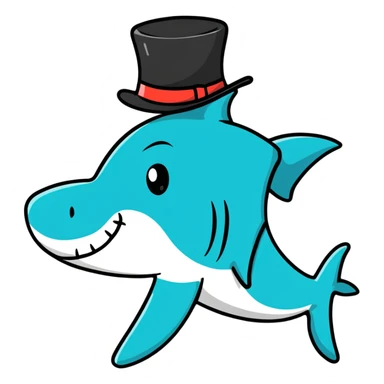 shark wearing a top hat sticker