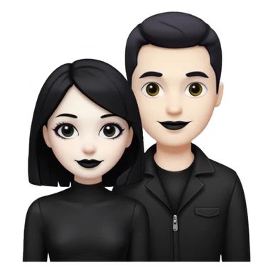 a goth girl standing behind a white guy sticker