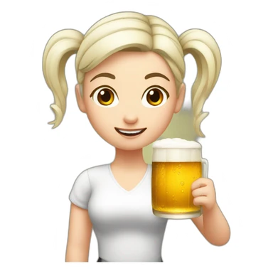 Girl with white pigtail hold beer sticker