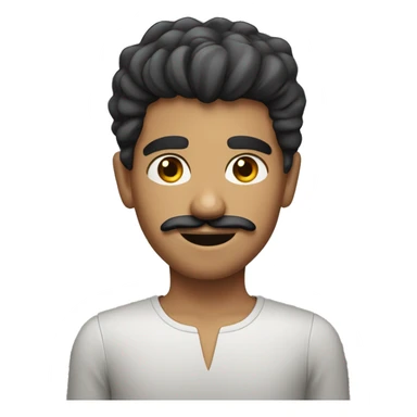 Boy from the Middle East, having nice hair (short on the sides and long on the top) and a mustache plus goatee sticker