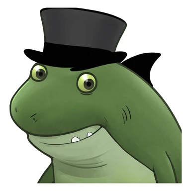 Shark with a top hat sticker