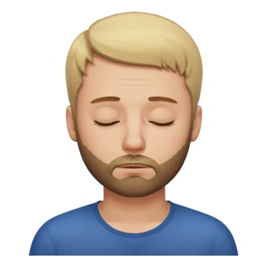 A man with short blond hair hair and a short brown  beard making a weary face with eyes closed sticker