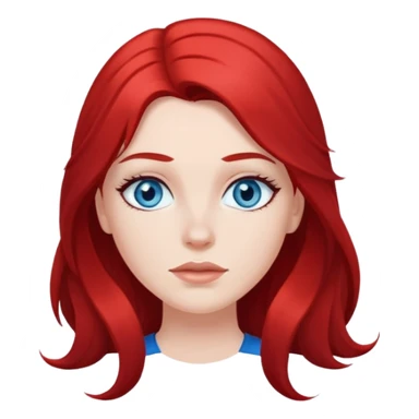 White girl with long red and black hair, with blue eyes sticker