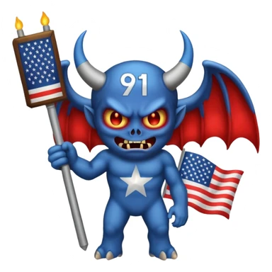A demon holding 9/11 sticker