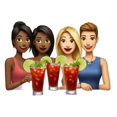 4 friends drinking Bloody Mary cocktails at the bar sticker