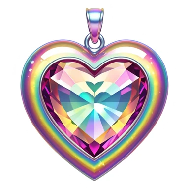 heart shaped mystic topaz holographic charm with rainbow sparkles sticker