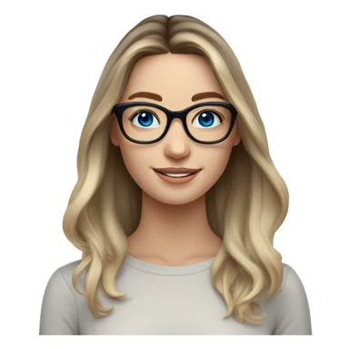 Shoulder length Balayage pale model lady with glasses and blue eyes happy  sticker