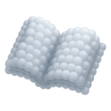 thick open book made entirely of small, very bright white fluffy convex clouds, matte glass style sticker