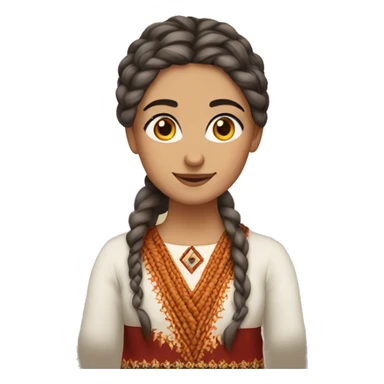armenian woman with armenian traditional red, orange taraz, brown eyes, braided hair sticker