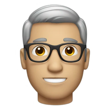 white man with dark hair and glasses talking sticker