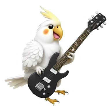 White cockatiel playing electro guitar sticker
