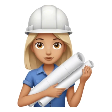 architect girl with big rolled up plans sticker