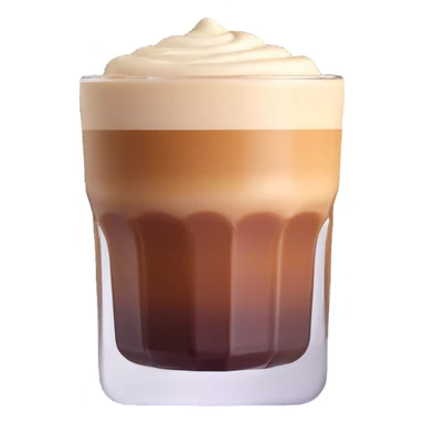 Small 4.5 ounce Gibraltar glass with cortado espresso drink, smooth gradient from light brown on top to darker at bottom, no white froth, just smooth milk and espresso integration sticker