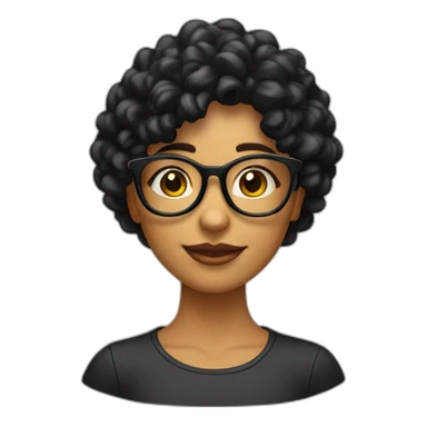 Chica con cabello rizado color negro, piel morena y que use lentes y sus ojos sean color negro también   sticker