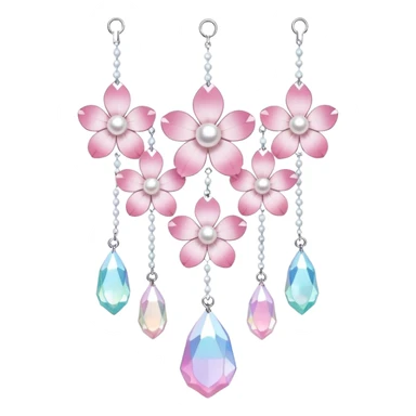 Hanging Iridescent pastel pink sakura crystals white-pearly suncatcher sticker