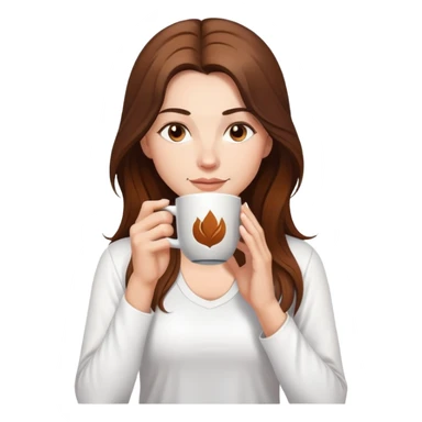 Yoga Woman white shirt long brown hair drinks coffee sticker