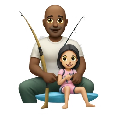 bald dad fishing with daughter sticker