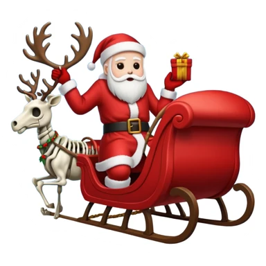 the Grim reaper dressed as Santa with a sleigh and reindeer as skeletons sticker