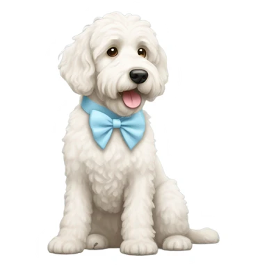 Labradoodle white with light blue bow collar  sticker