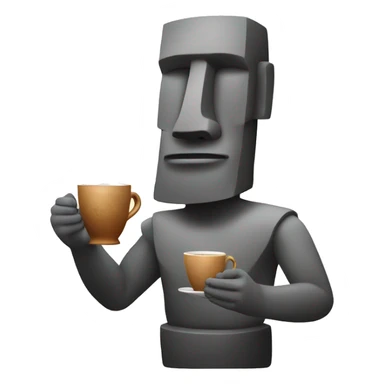 Moai holding tea with perfect hand sticker