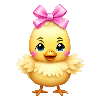 Baby chicken with pink bow sticker