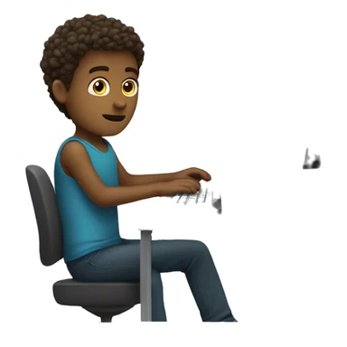 a white boy working at the computer full body sticker